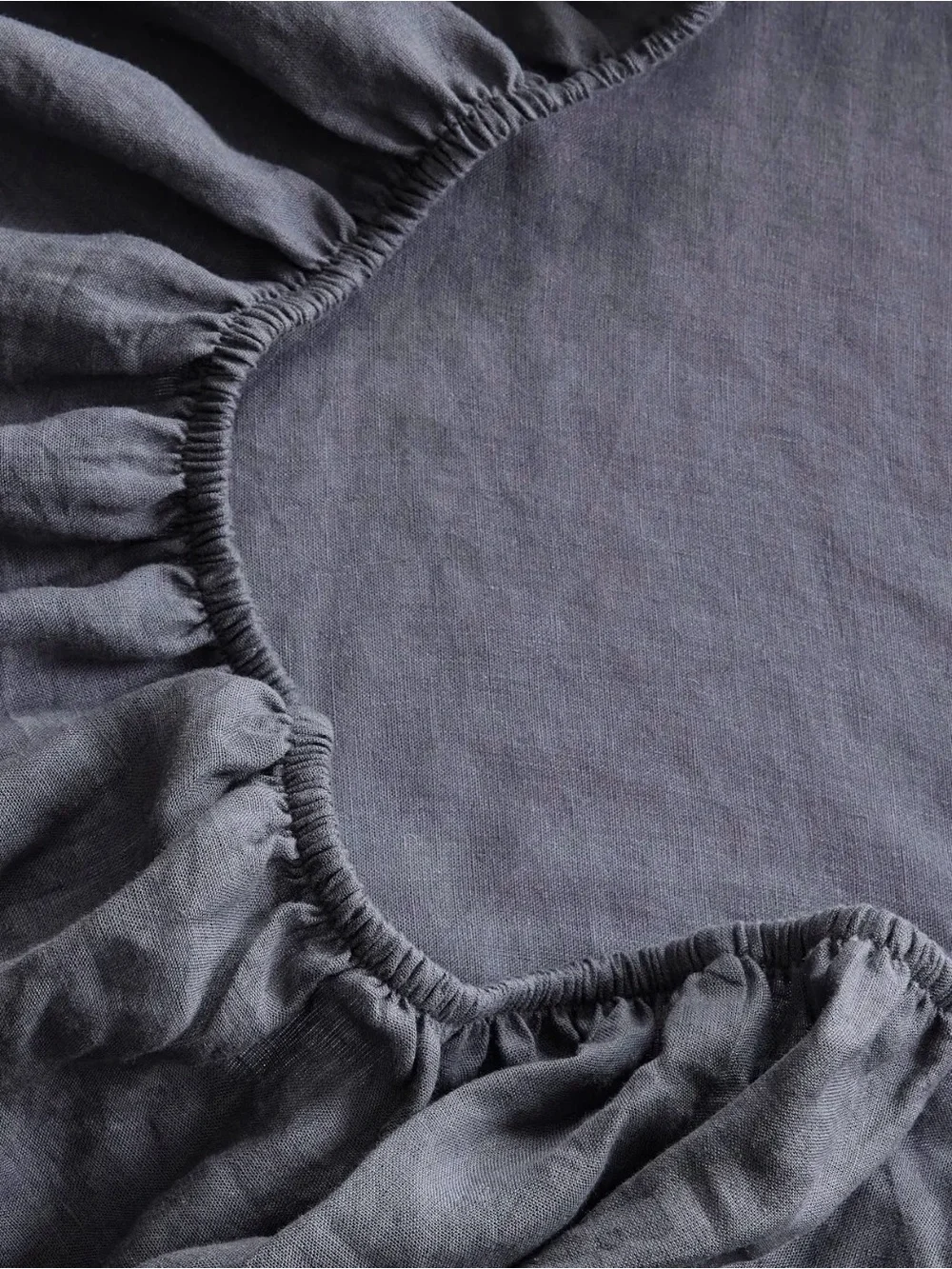 Full European Linen Fitted Sheet Set in Nightfall - $114